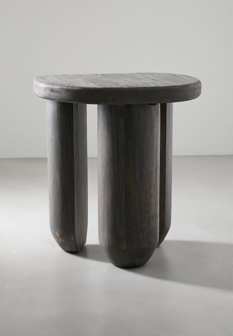 Trey wood side table-grey