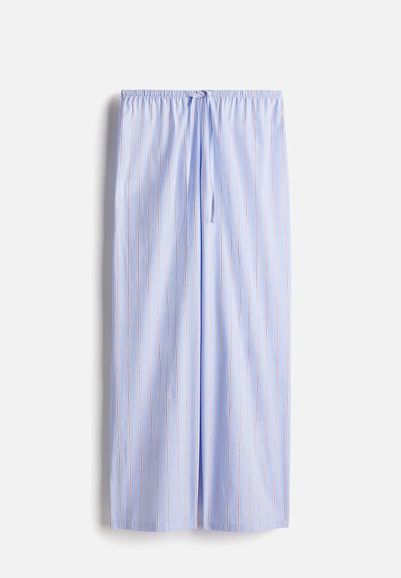 Cotton pyjama bottoms light blue/striped, view 2