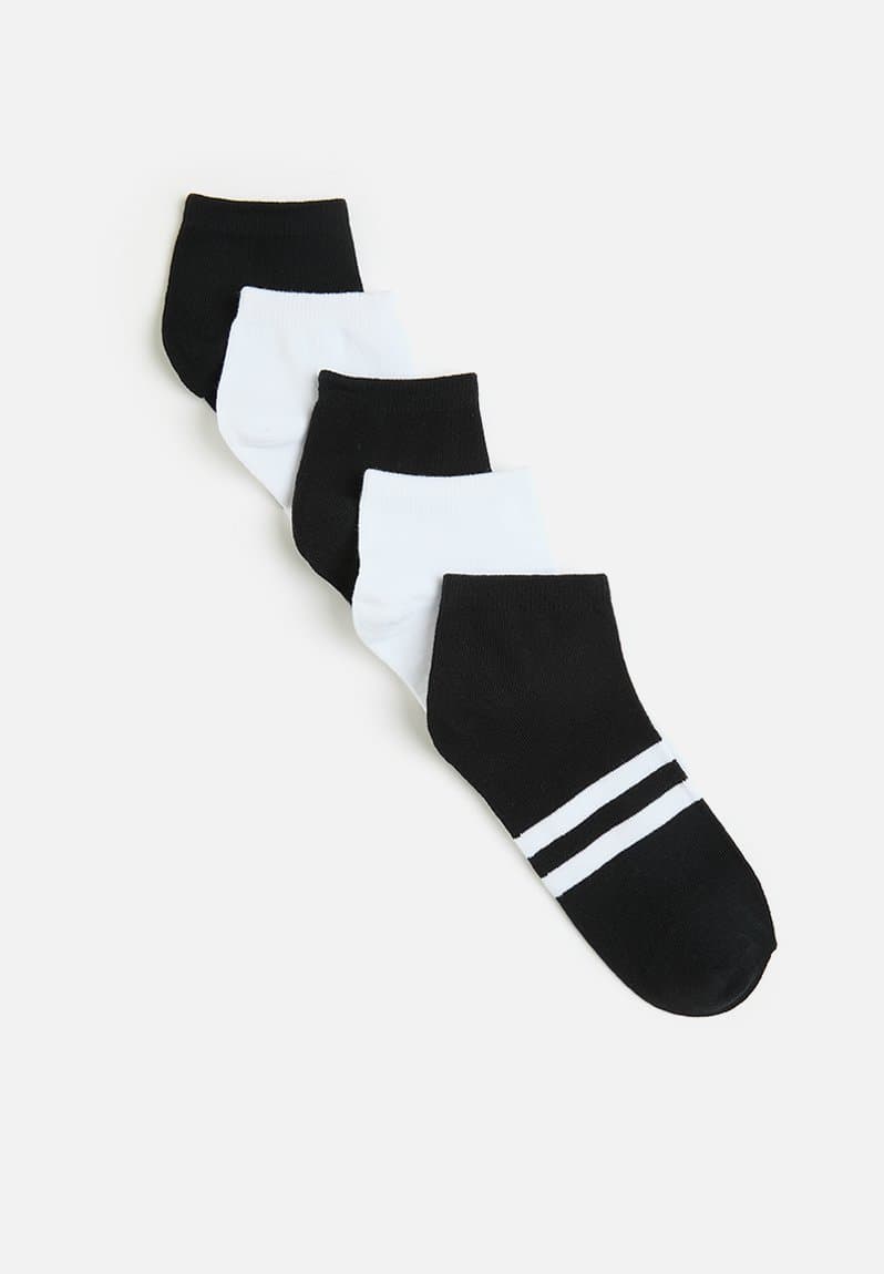 5Pk Sports Socks X3Black/White X2White/Grey