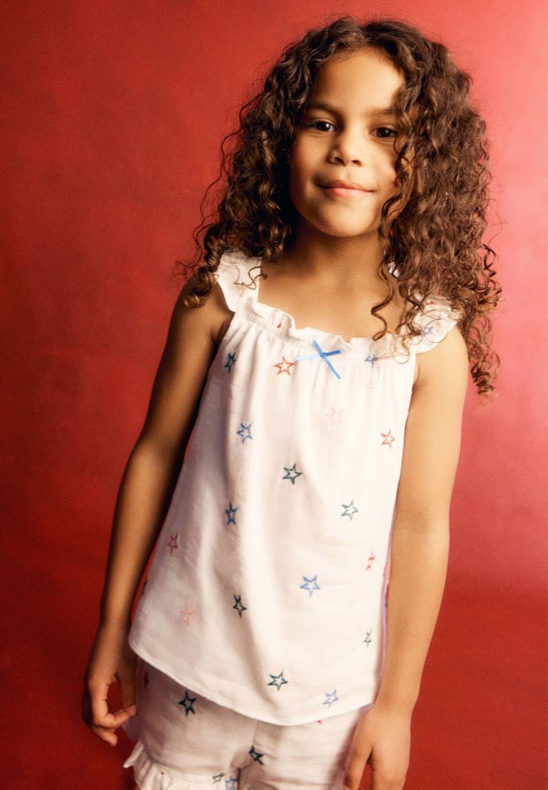 Kids babydoll pj set family christmas vanilla/multi star