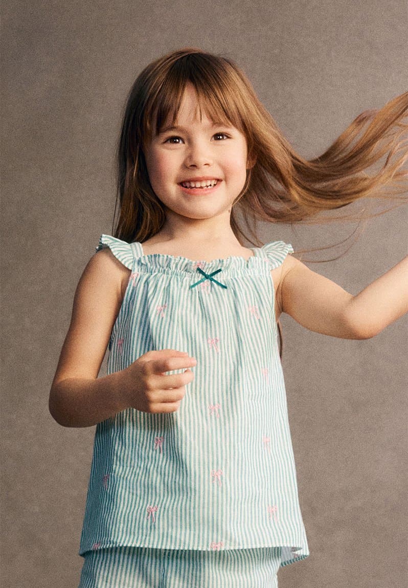 Kids babydoll pj set family christmas deep mint pinstripe/bow