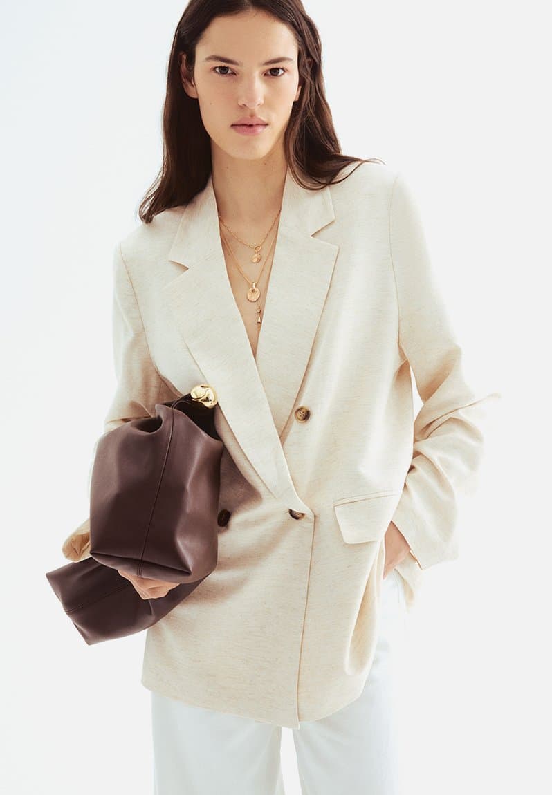 Linen-blend blazer