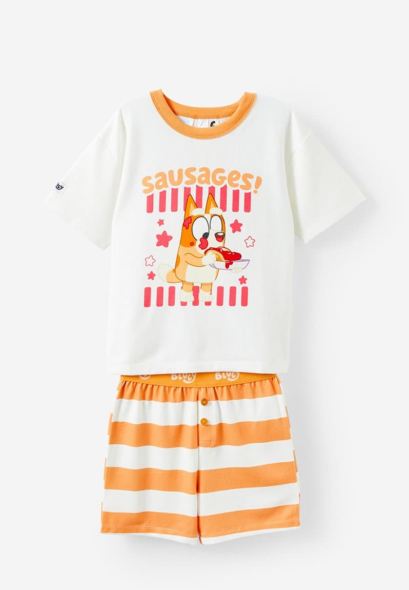 Damon short sleeve pyjama set license lcn blu vanilla/bingo sausages