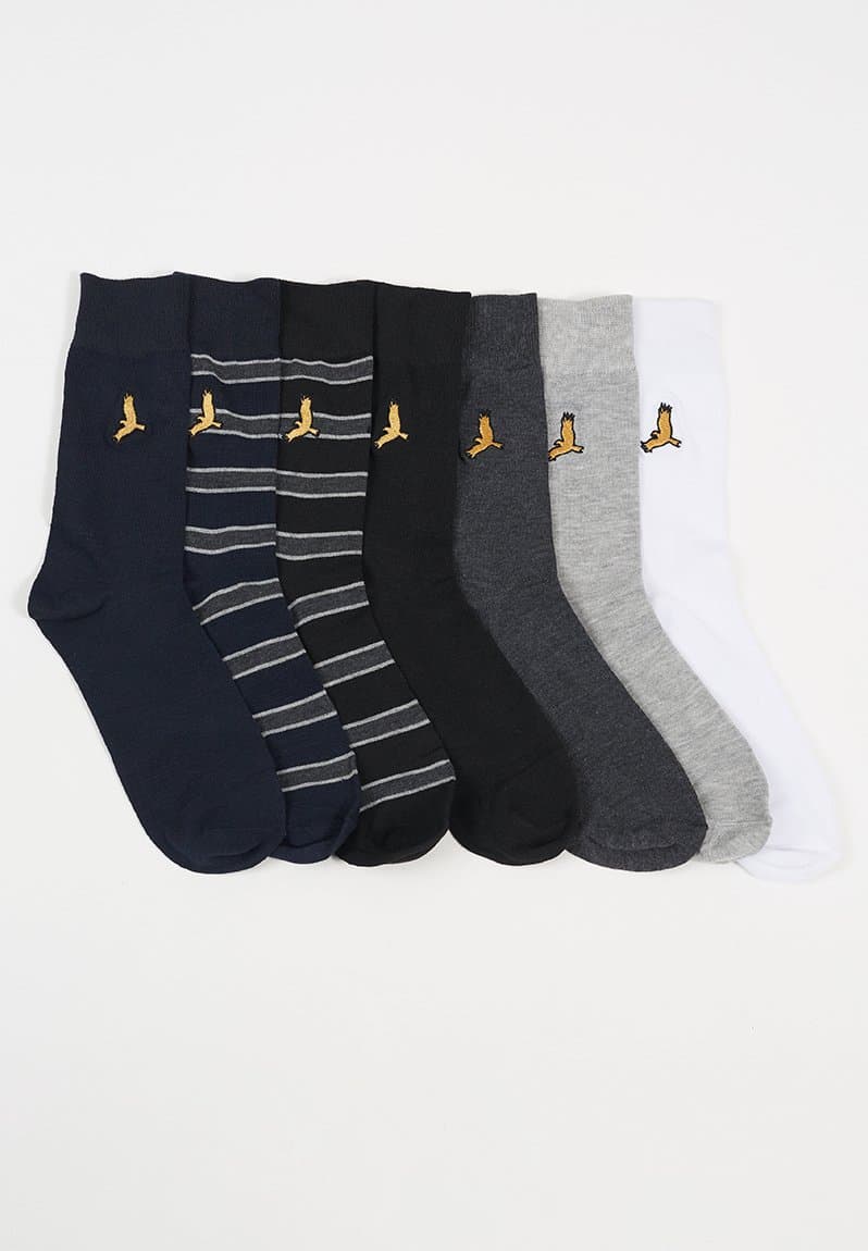 10 Pack Socks With Embroidery Details