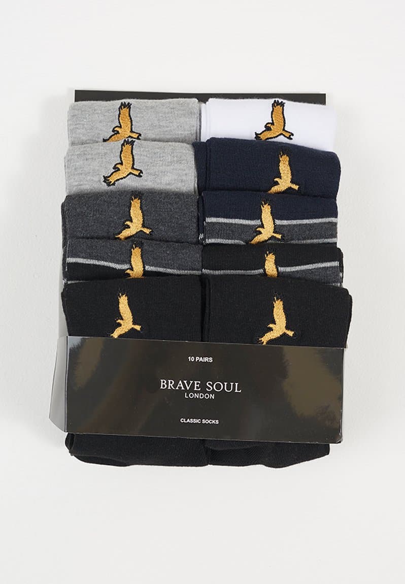 10 Pack Socks With Embroidery Details, view 2