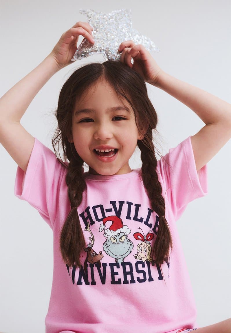 Dani short sleeve pyjama set licensed lcn drs fairy pink check/who-ville university, view 2