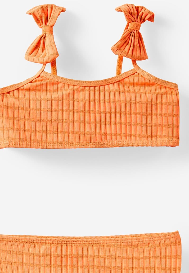 Peggy bow bikini mandarin pop/shimmer stripe, view 2