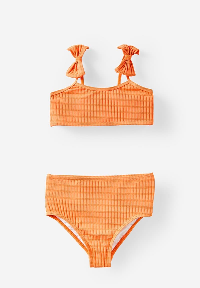 Peggy bow bikini mandarin pop/shimmer stripe