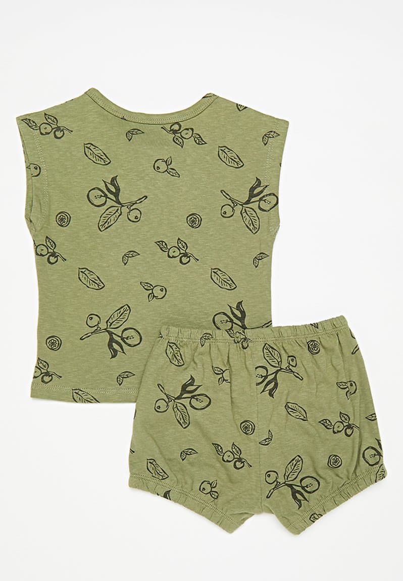 Shorts & tee set green/olives, view 2