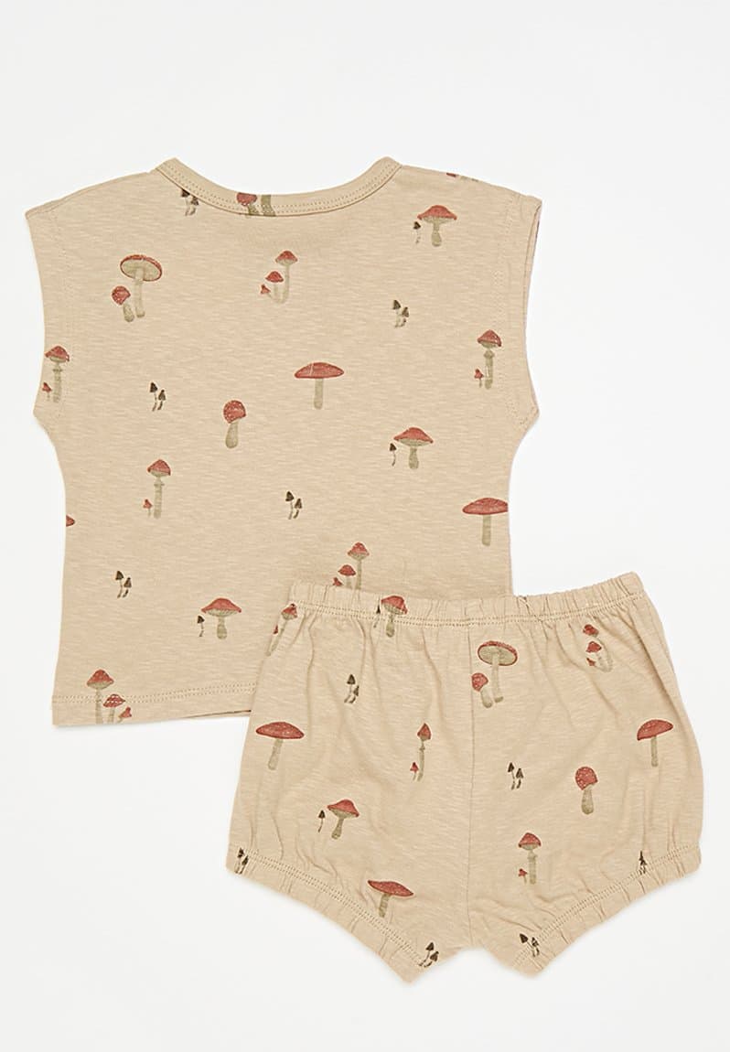 Shorts & tee set beige/mushrooms, view 2