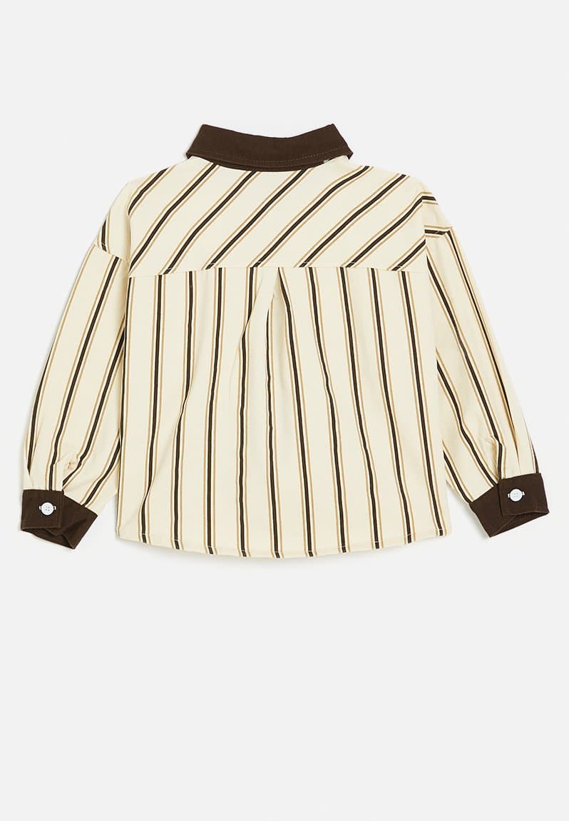 Shacket with contrast collar and cuffs brown/neutral, view 2