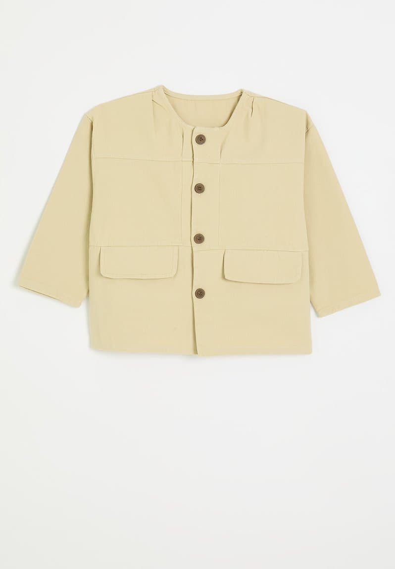 Button down co-ord top wheat
