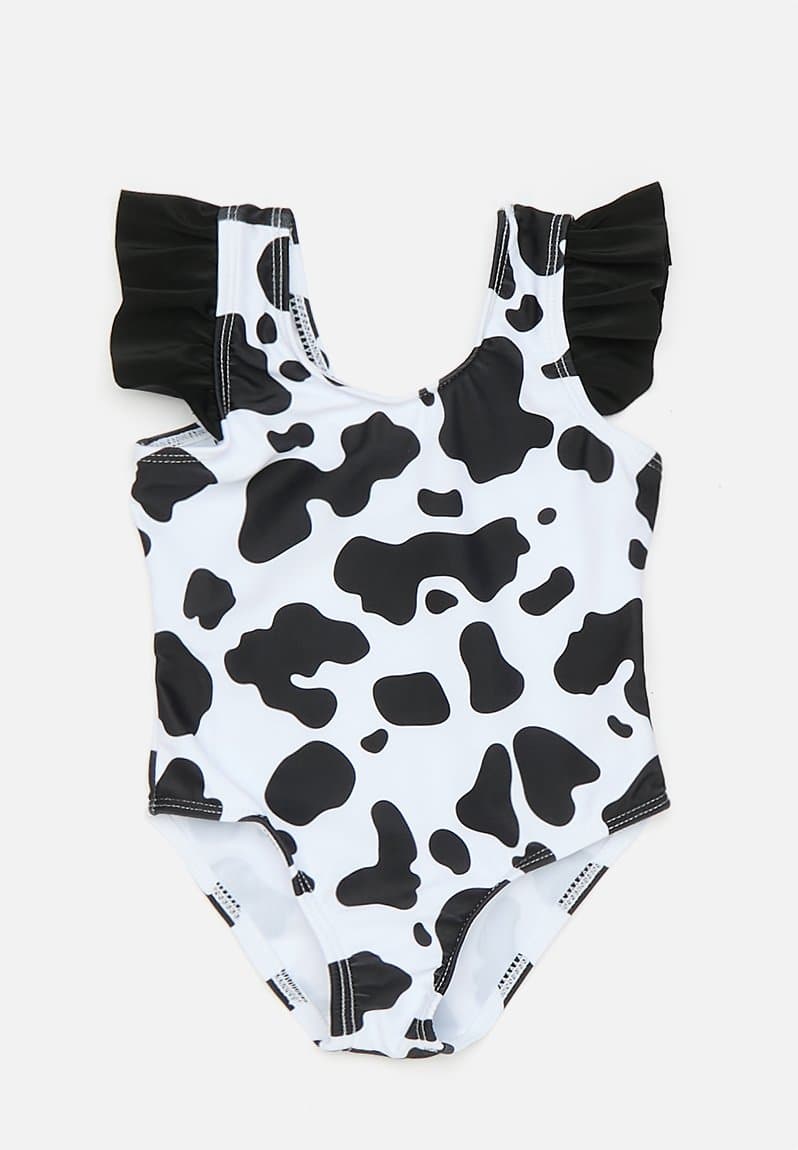 Cow print one piece swimsuit
