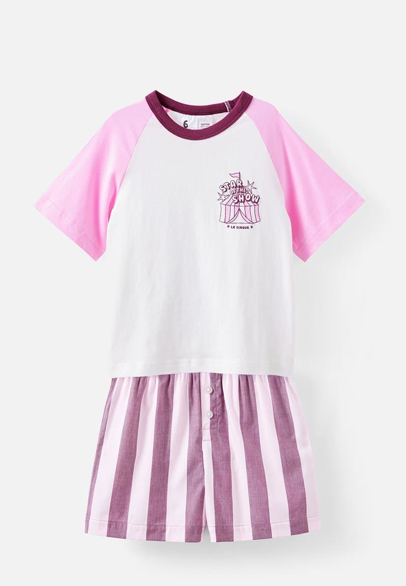 Jackie raglan short sleeve pyjama set fairy pink/star of the show