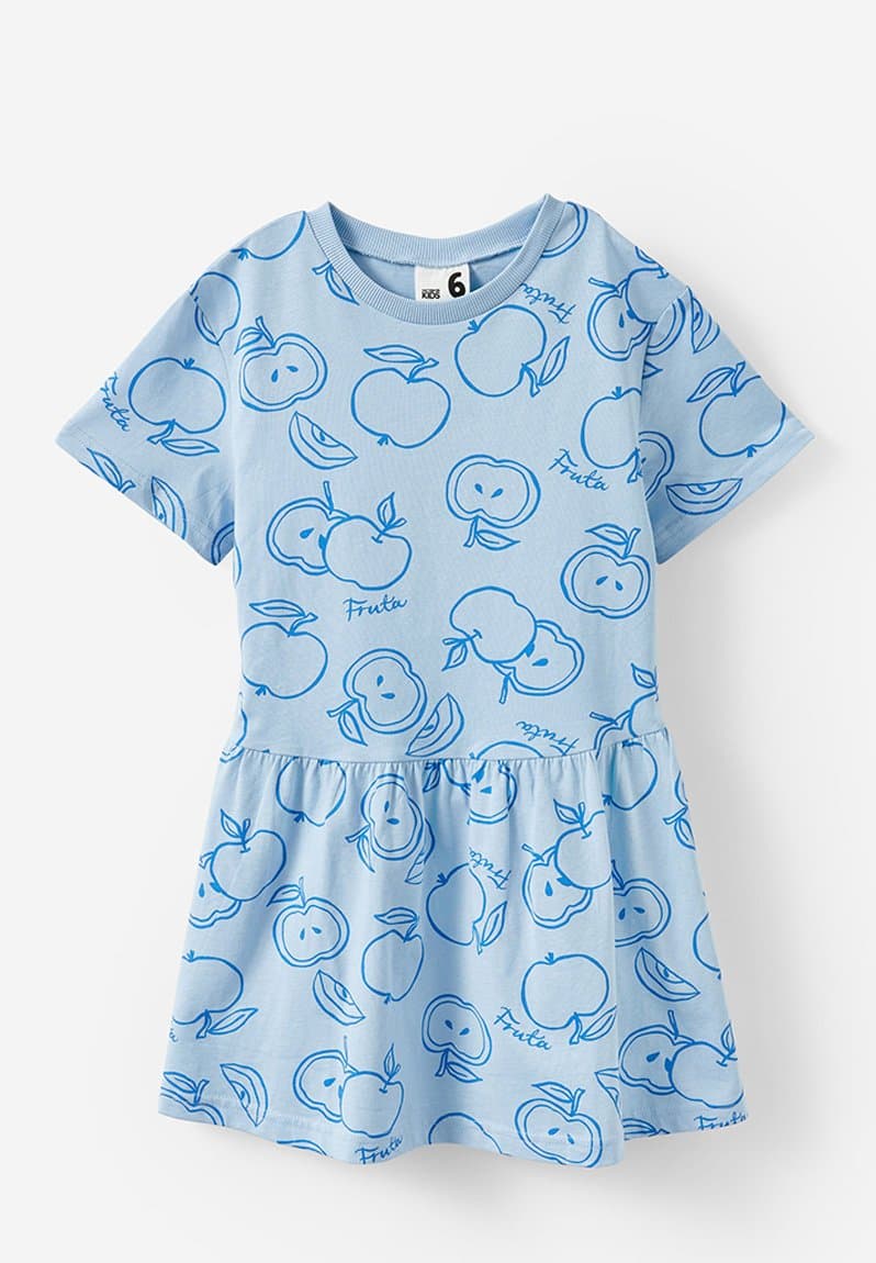 Willow short sleeve dress sky blue/harbour blue apple