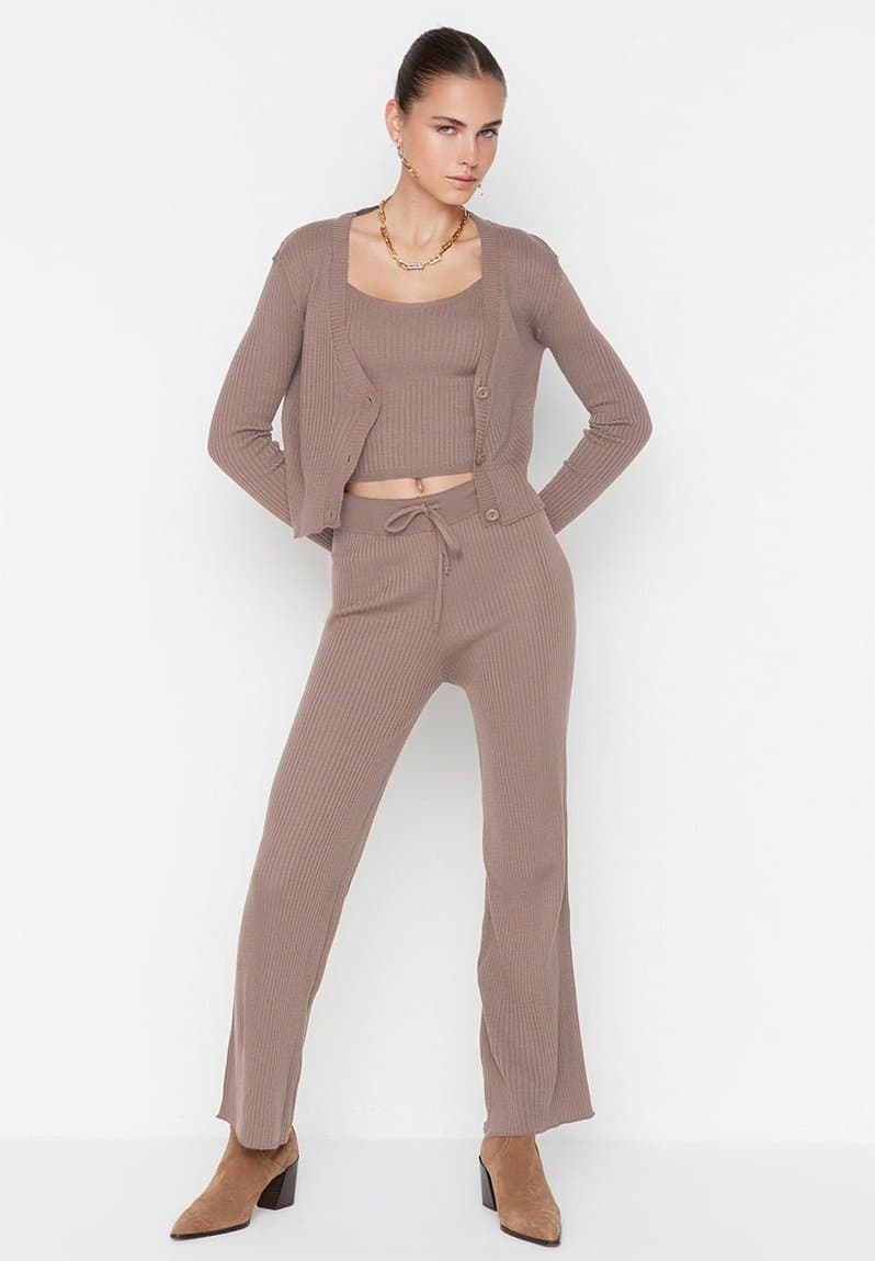 Fitillli Blouse Cardigan Pants Knitwear Bottom-Top Set Mink, view 2