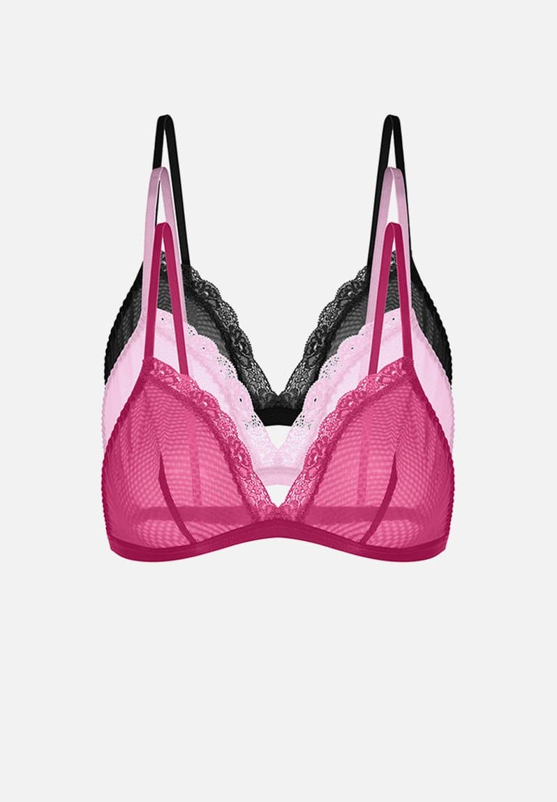 Misha-3 pack bralette pink