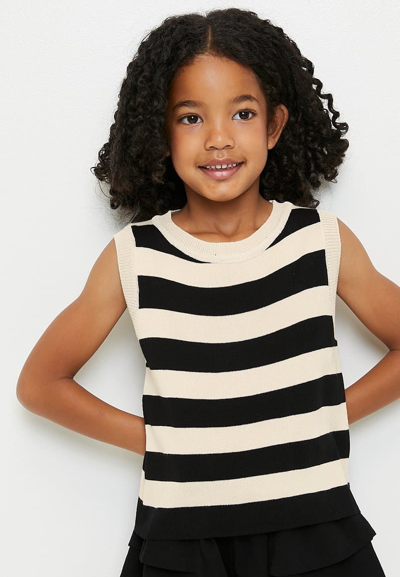 Awning striped lightweight knit vest