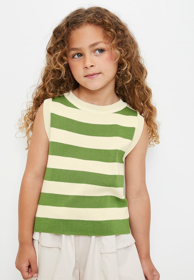 Awning striped lightweight knit vest