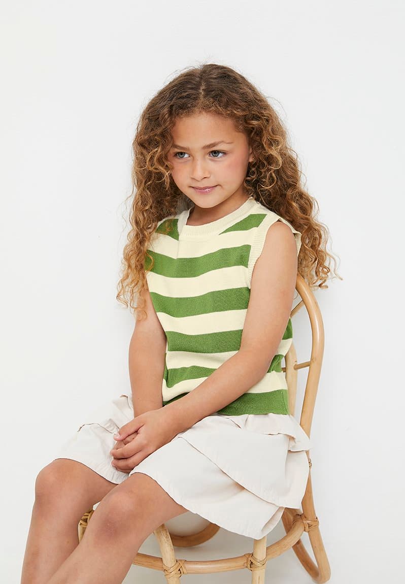 Awning striped lightweight knit vest, view 2