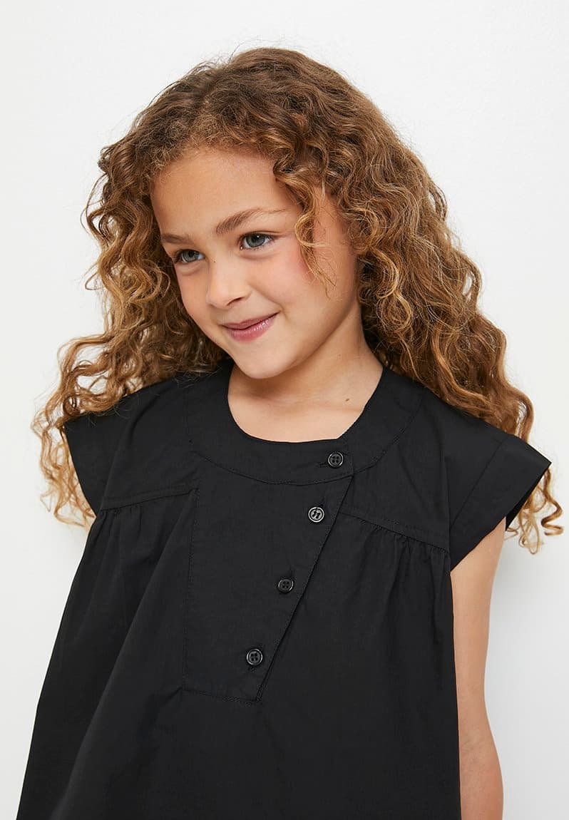 Asymmetrical front blouse with wide leg pants black/black stripe