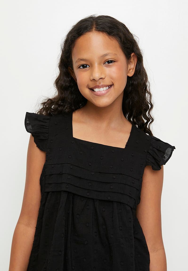 Textured blouse & skirt with pin tuck detail and anglaise hem, view 2