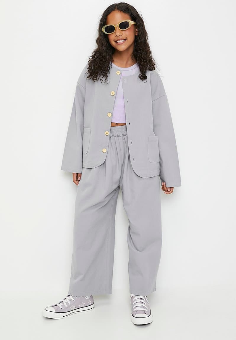 Curved hem button down co-ord top, view 2