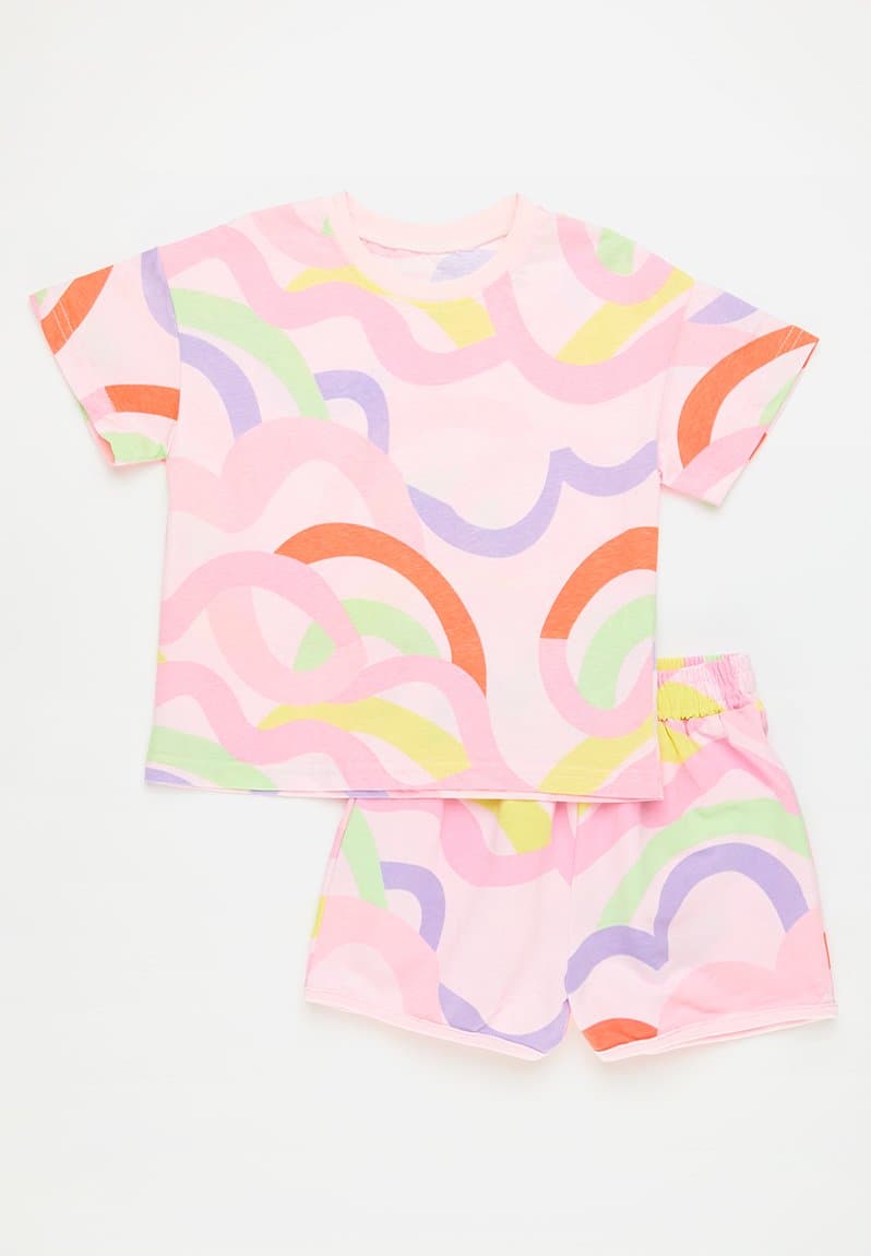 Abstract pattern tee with matching shorts