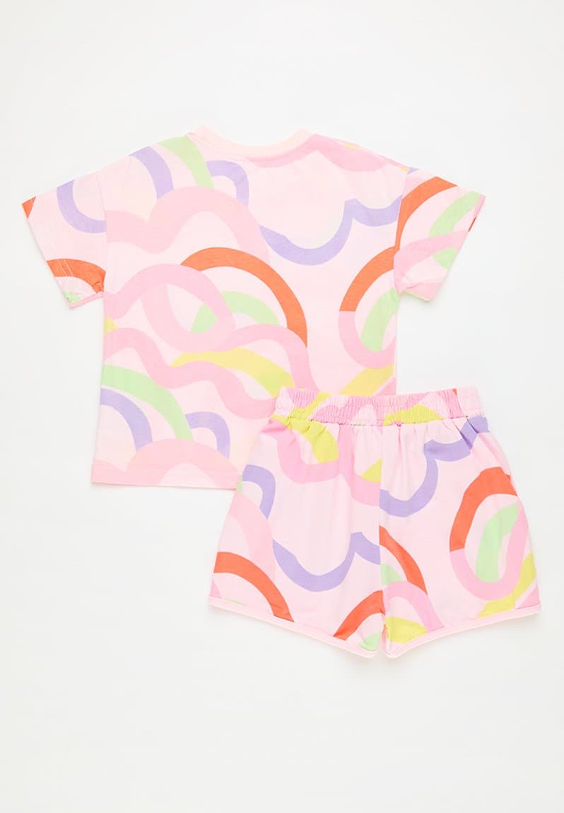 Abstract pattern tee with matching shorts, view 2
