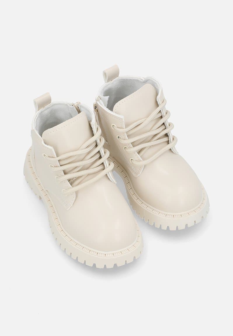 PU lace-up boots