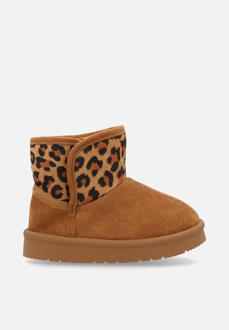 Slipper boots tan/leopard print