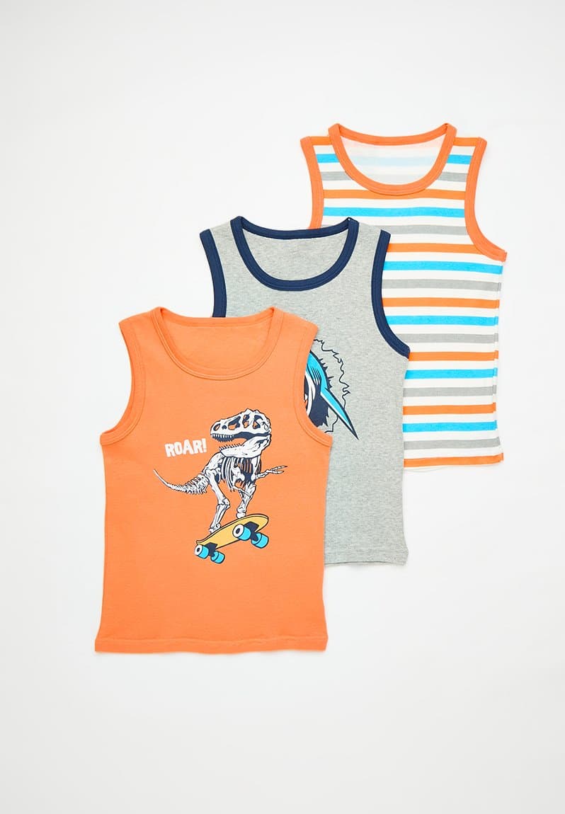 3 Pack Vests Multi/shark/scooter Dino
