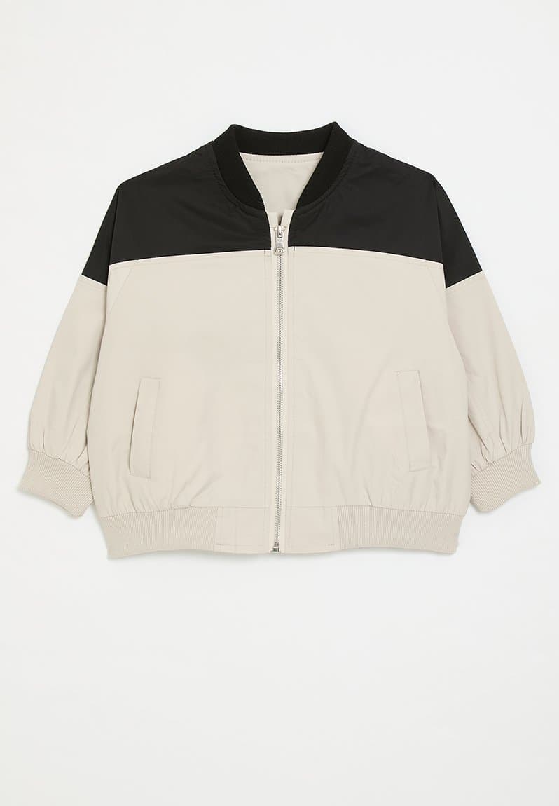 Two tone baseball-style jacket