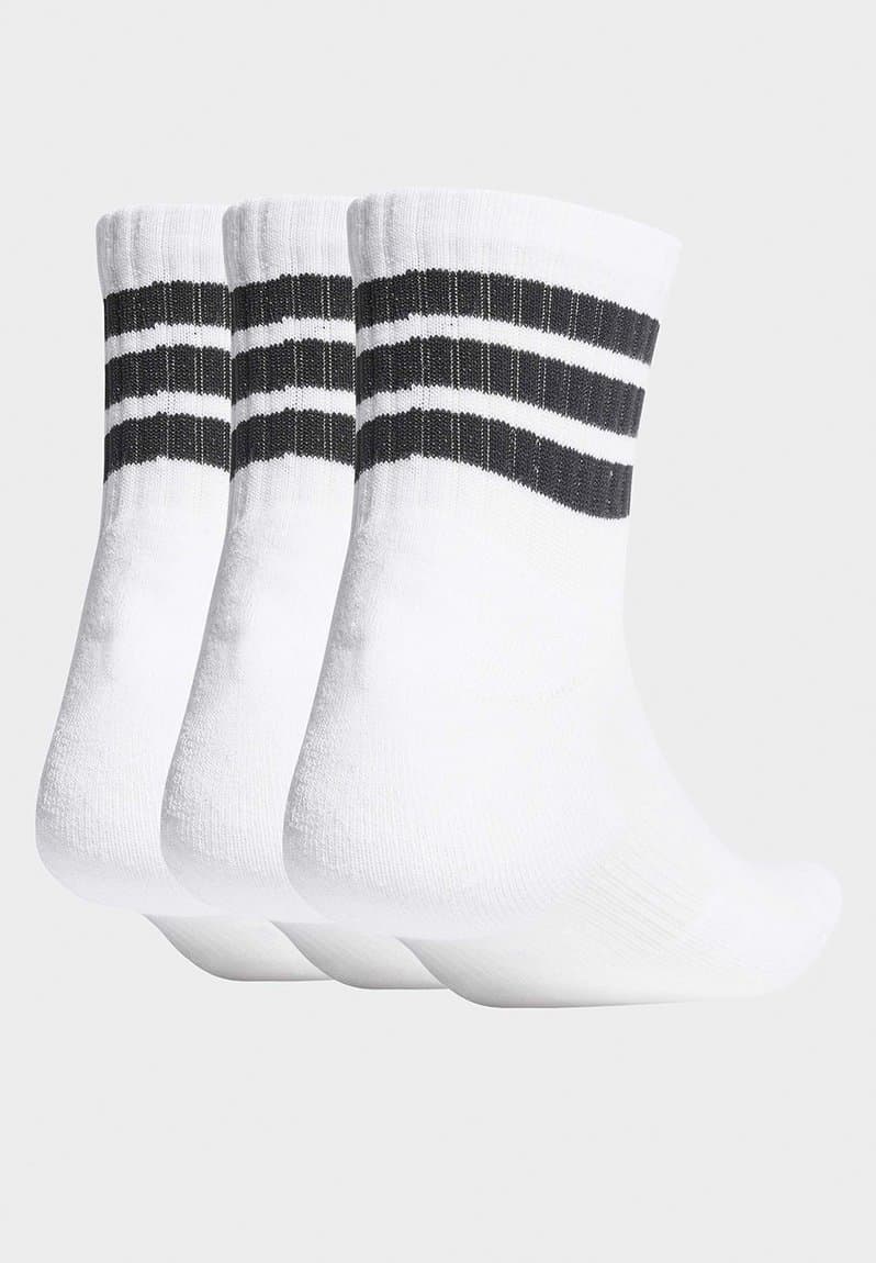 3 Stripes Cushioned Sportswear Mid Cut Socks 3 pack White/Blk, view 2