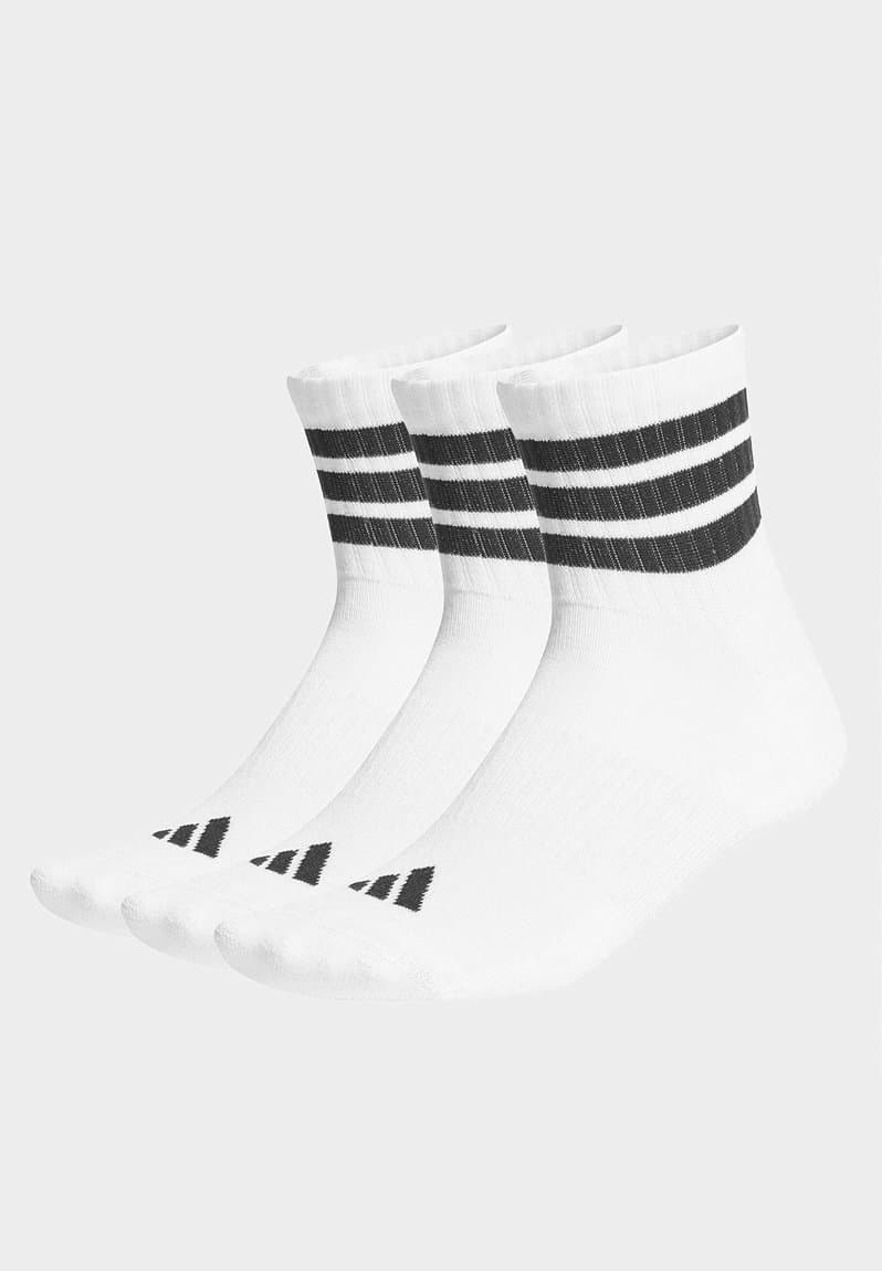 3 Stripes Cushioned Sportswear Mid Cut Socks 3 pack White/Blk