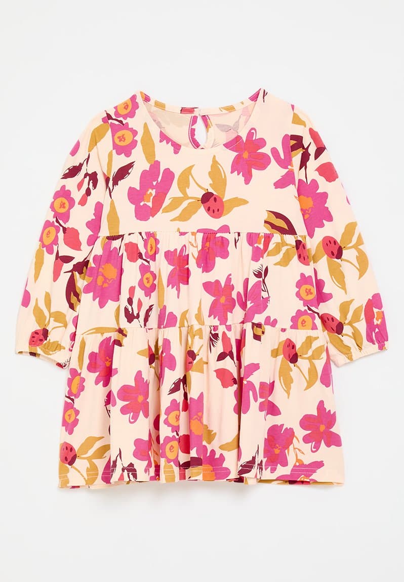 Long sleeve dress pale yellow/floral