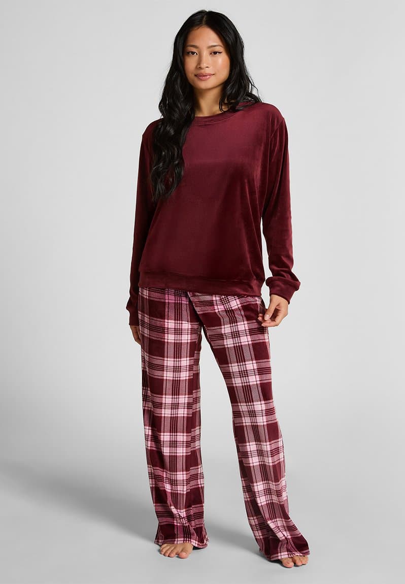 Pj set ls velours check