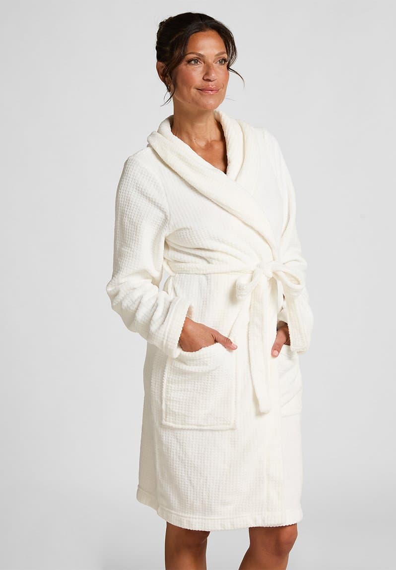 Robe short flannel fleece emb