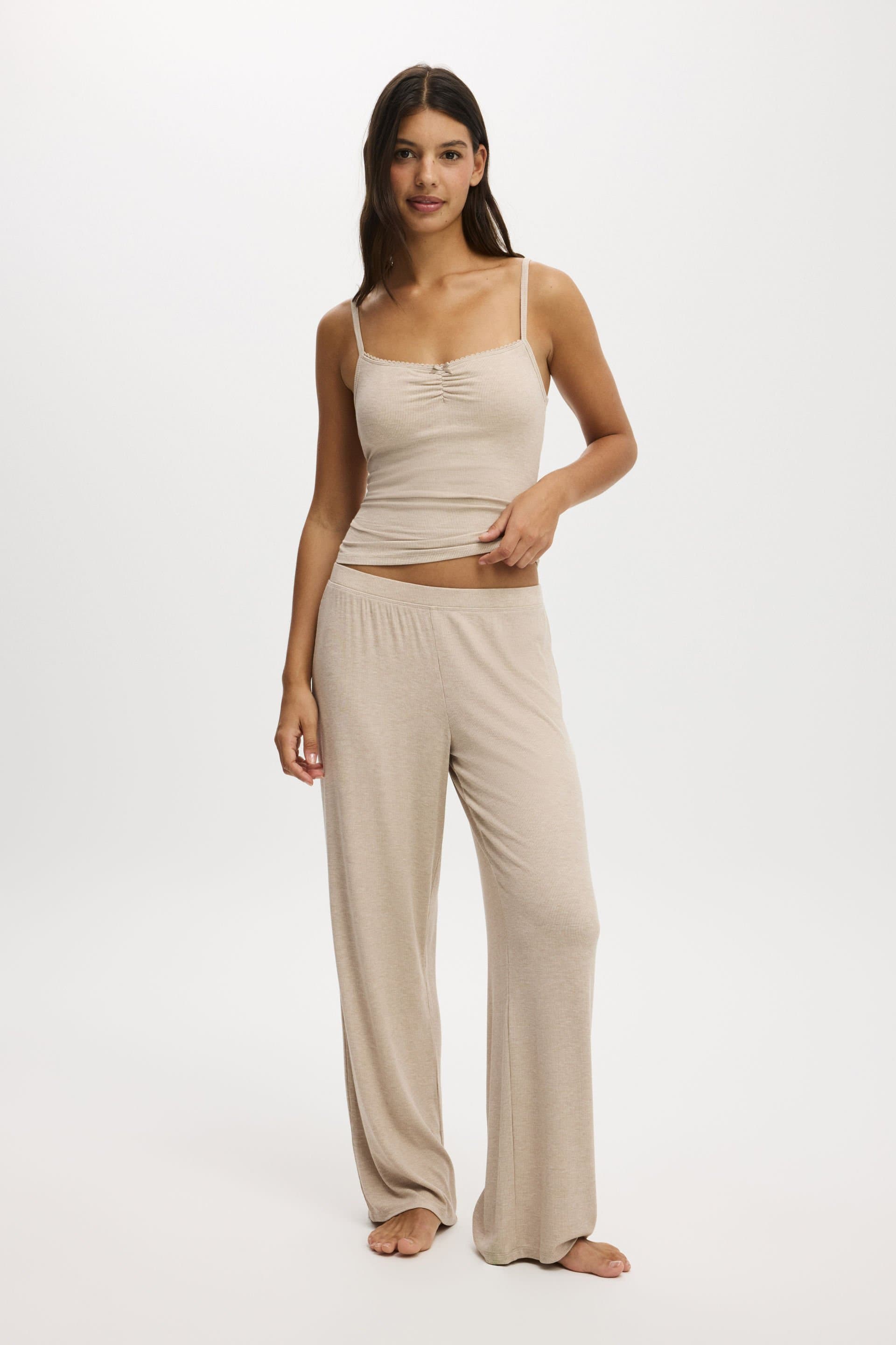 Sleep recovery picot cami sesame marle, view 2