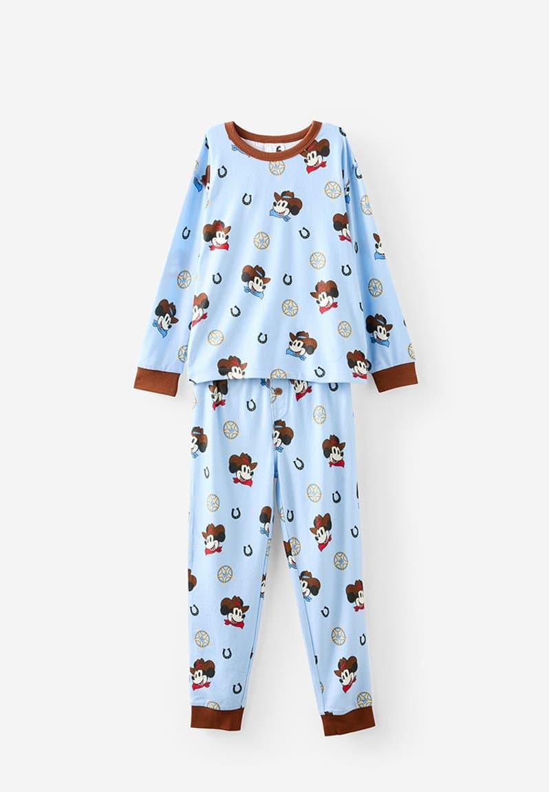 Chuck long sleeve pyjama set lcn sis dawn blue/western mickey