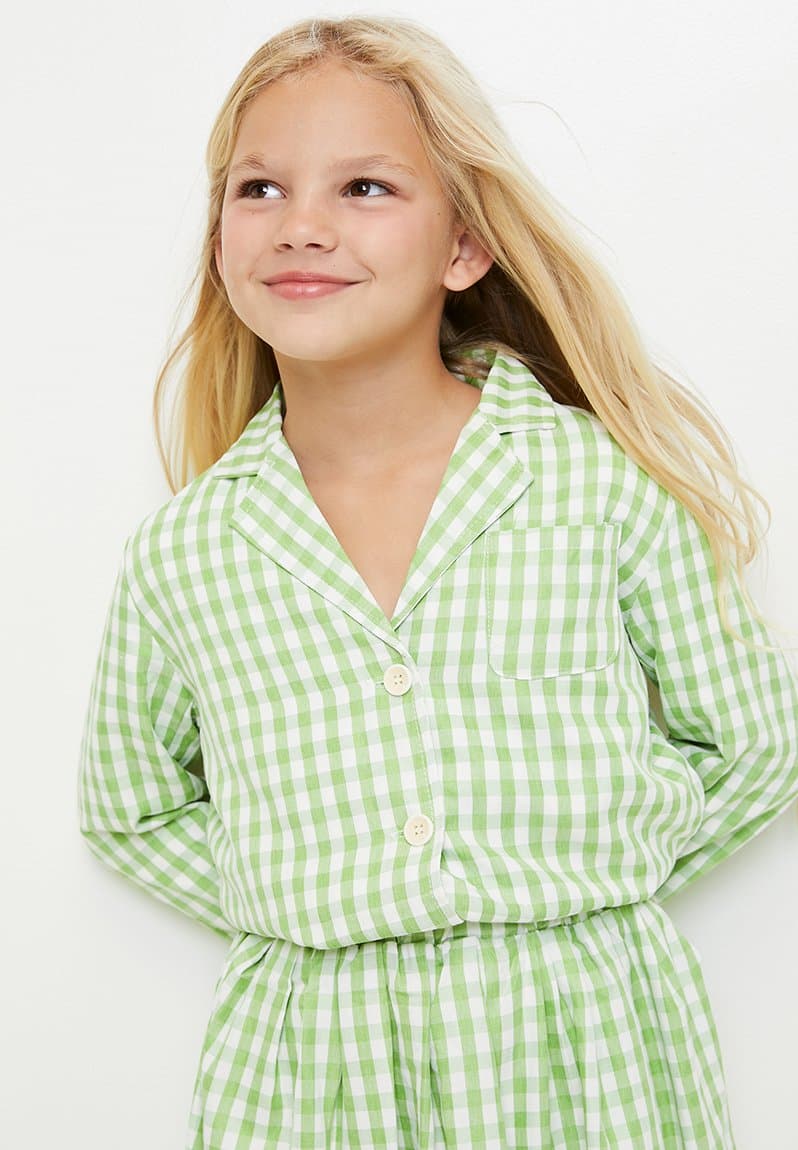 Gingham shirt & skirt set, view 2