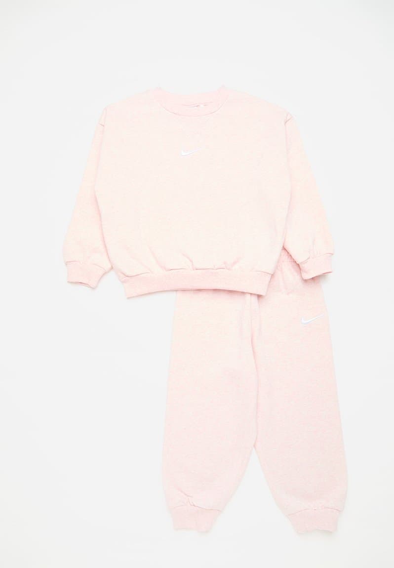 Essential Fleece Crew Set Pink Foam