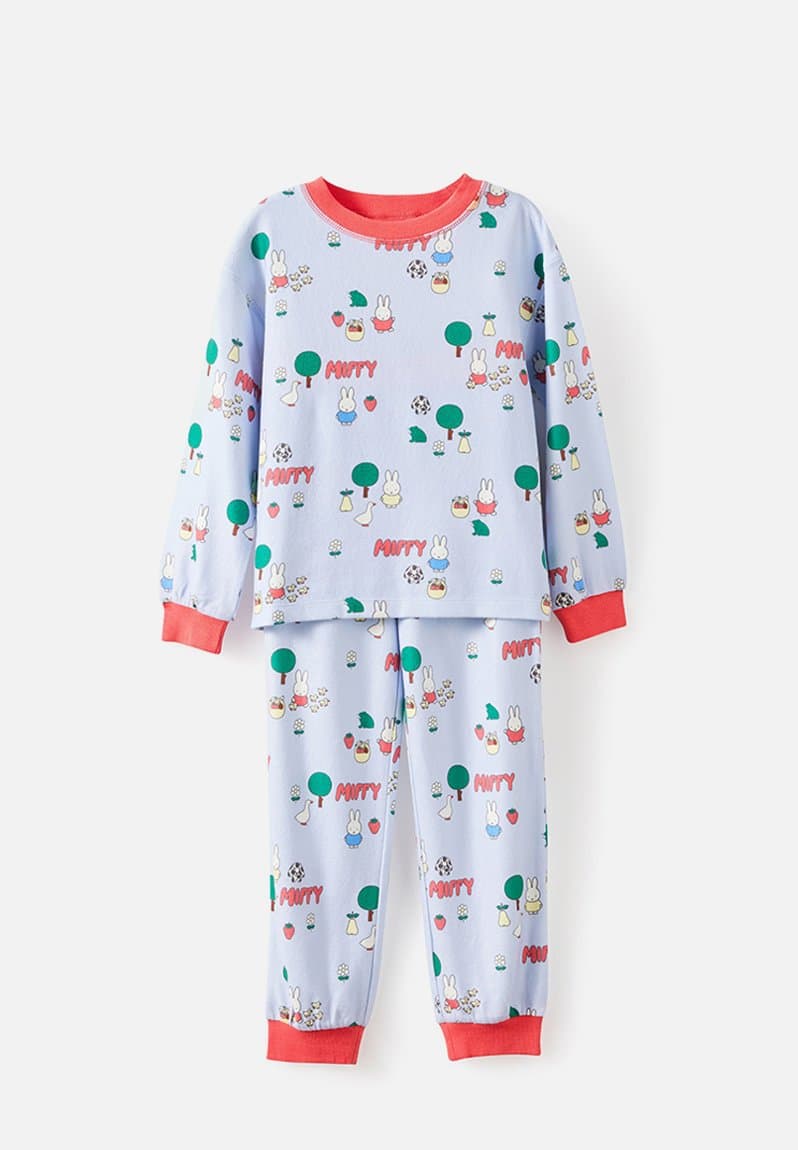 Snoozesoft Long Sleeve Pj Set License Lcn Mif Ice Blue/Miffy Meadow
