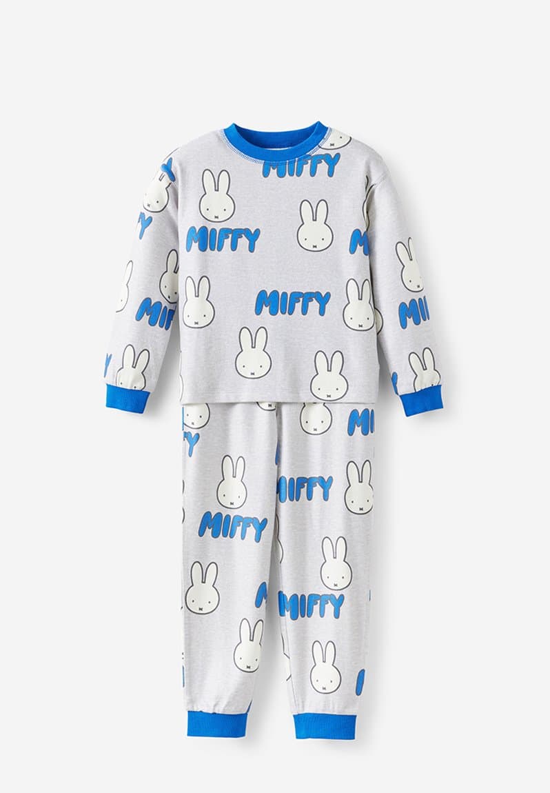 Snoozesoft Long Sleeve Pj Set License Lcn Mif Grey Marle/Miffy Face