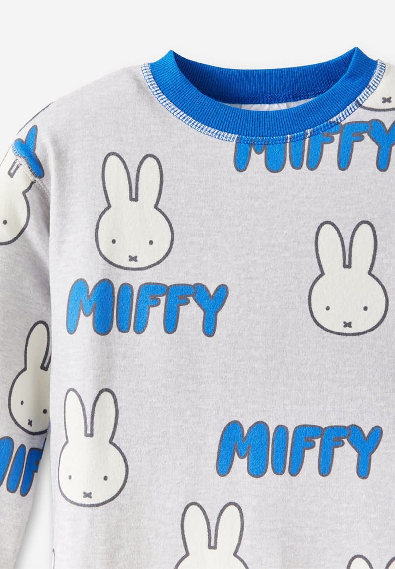 Snoozesoft Long Sleeve Pj Set License Lcn Mif Grey Marle/Miffy Face, view 2