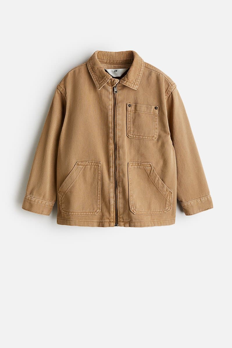 Corduroy-collar cotton overshirt