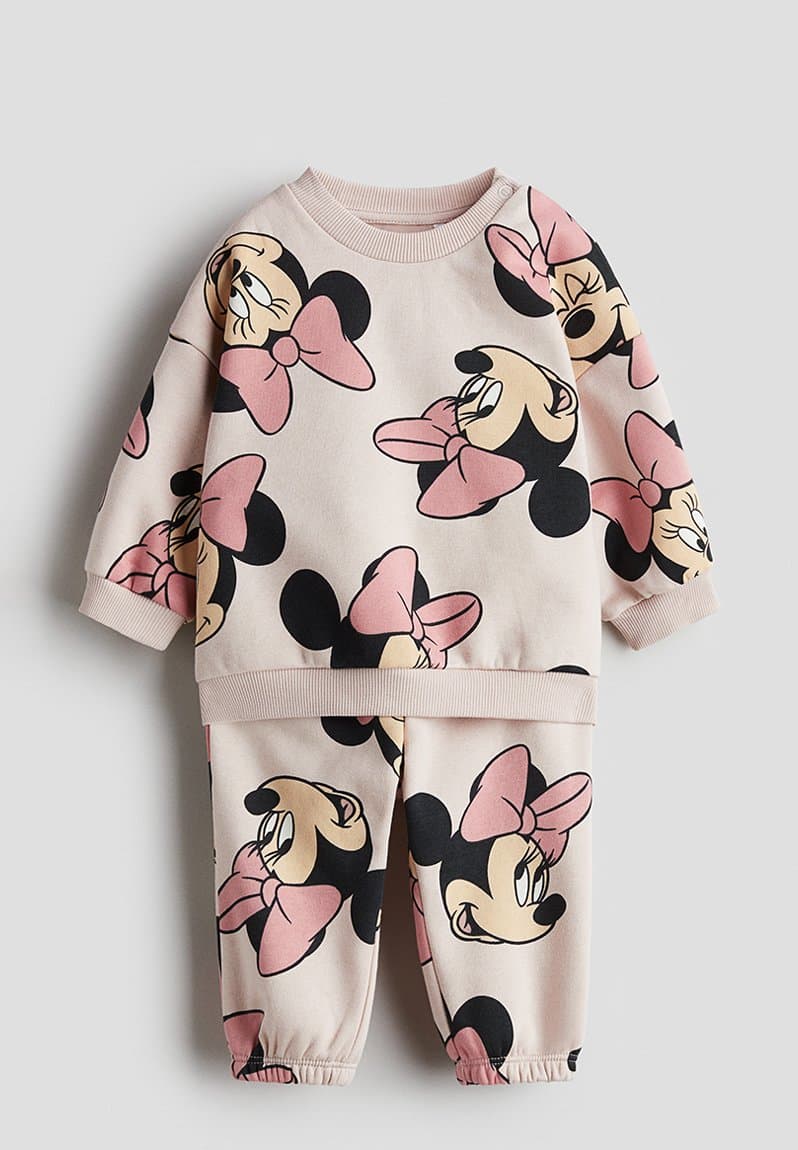 2 Piece Printed Sweatshirt Set Light Pink Minnie Mouse