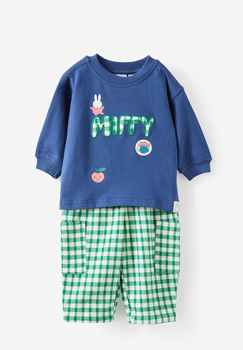 Miffy Baby Long Sleeve Pj Set License Lcn Mif Deep Dive/Miffy Apple
