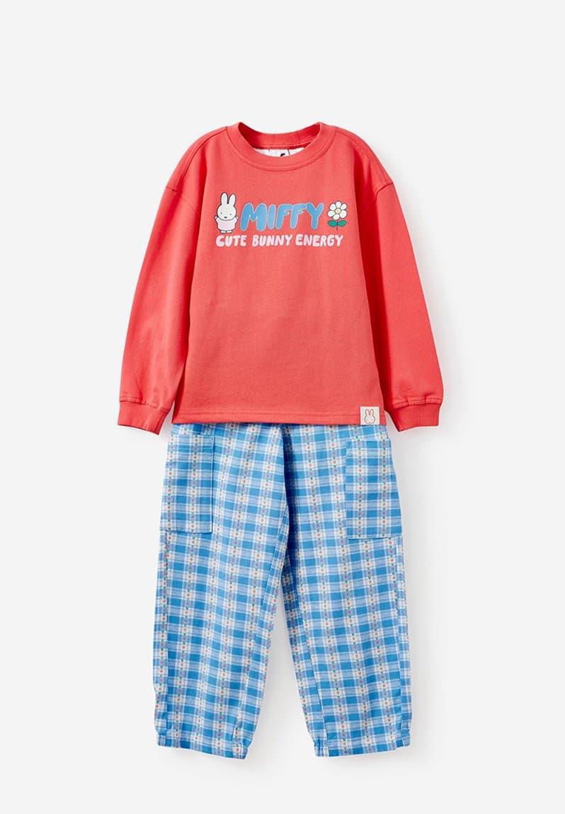 Miffy Long Sleeve Pj Set License Lcn Mif Coral Red/Miffy Cute Bunny