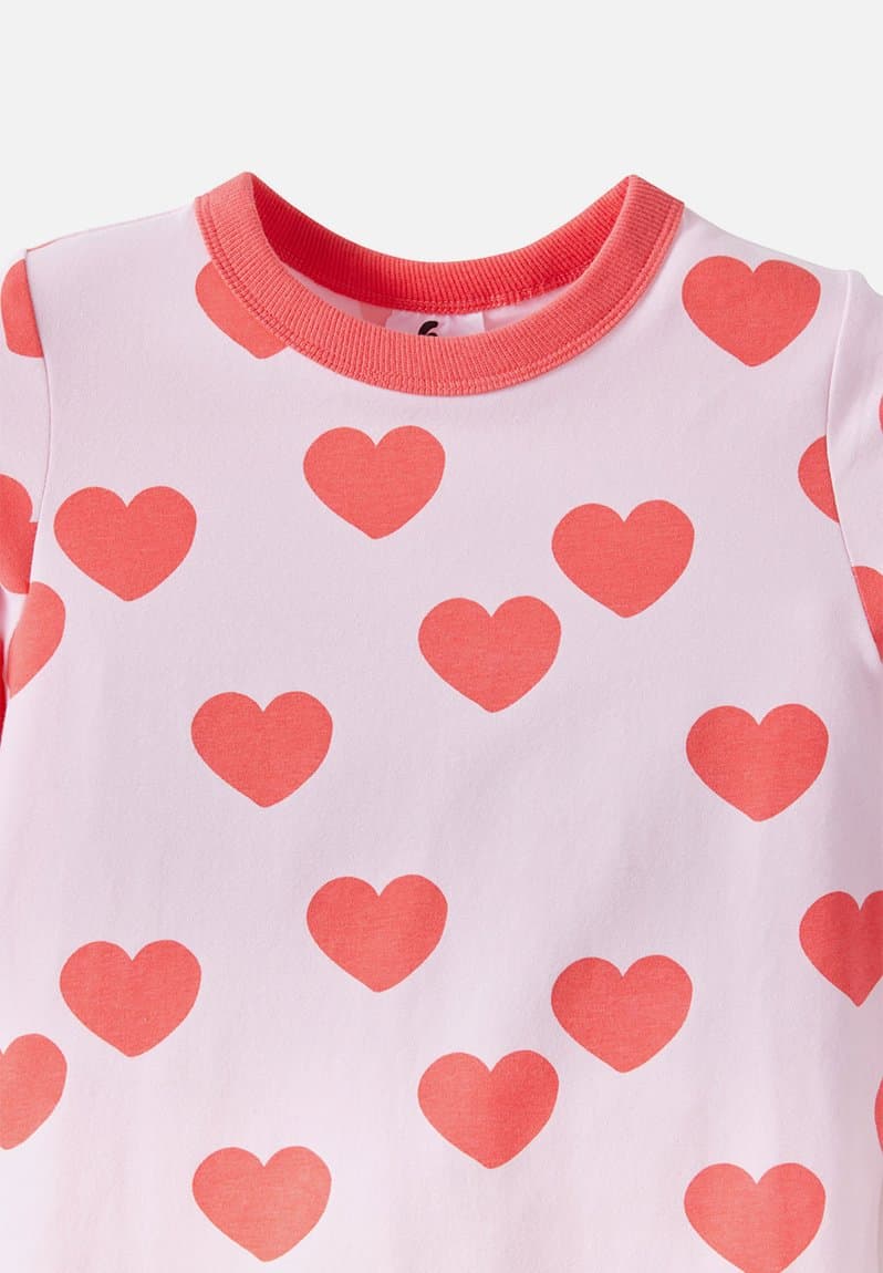 Dreamdrift Long Sleeve Pj Set Tea Party Pink/Scattered Hearts, view 2